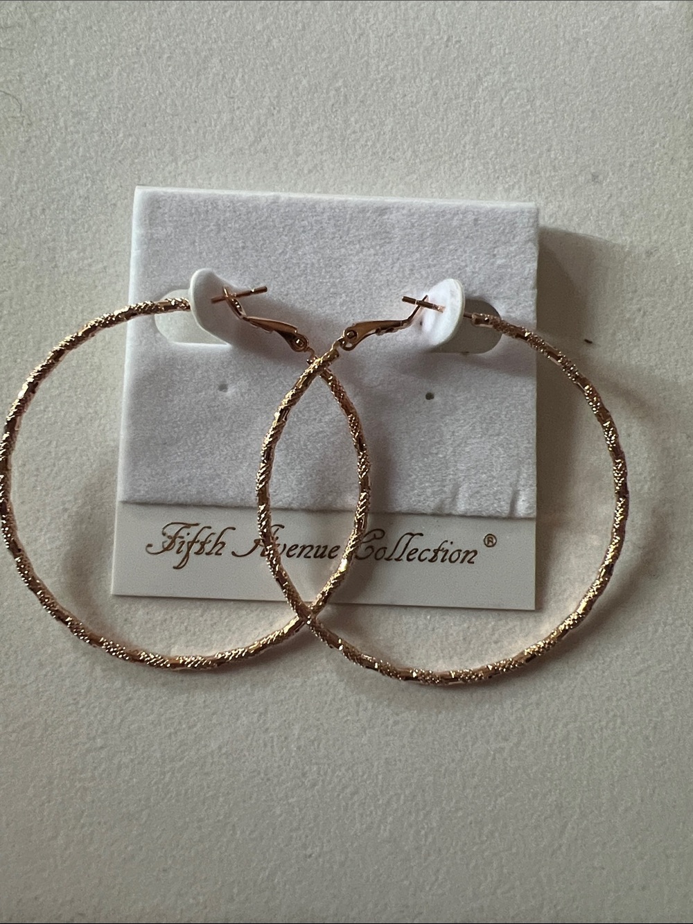 Fifth Avenue Collection Rose Gold Textured Hoop Earrings